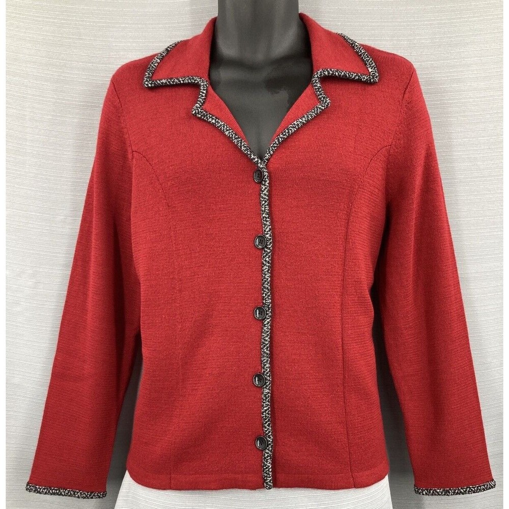 Appleseeds Red Wool Blend Cardigan Button Sweater Women Large Petite